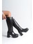 Yuvarlak Burunlu Topuklu Kadın Çizme 2