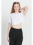 Standart Fit Normal Kesim %100 Pamuk Bisiklet Yaka Crop Tişört 3