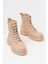 2051-298 Bej Düz Topuklu Bağcıklı Lastikli Günlük Kadın Bot 3