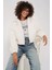 Kadın Ekru Fermuarlı Kapüşonlu Astarlı Peluş Crop Ceket HZL25W-BD151931 2
