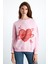 Trısha Kadın Pamuk-Polyester 3 Iplik Şardonlu Yuvarlak Yaka Pembe Sweatshirt 1