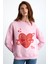 Trısha Kadın Pamuk-Polyester 3 Iplik Şardonlu Yuvarlak Yaka Pembe Sweatshirt 3