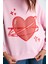 Trısha Kadın Pamuk-Polyester 3 Iplik Şardonlu Yuvarlak Yaka Pembe Sweatshirt 4