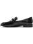 Kadın Siyah Toka Detaylı Deri Maskülen Loafer 24WFD161716 2