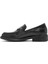 Kadın Siyah Taş Detaylı Deri Maskülen Loafer 24WFD188918 2