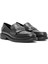 Kadın Siyah Taş Detaylı Deri Maskülen Loafer 24WFD188918 3