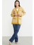 Kazayağı Motif Oversize Triko Ceket - Güneş 3