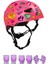 Pembe Çocuk Kaskı Kalpler ve Harfler Stickerlı Spor Koruyucu Kask Lila Dizlik Dirseklik Seti 1