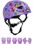 Lila Çocuk Kaskı Spor Yıldızlar ve Harfler Stickerlı Koruyucu Kask Lila Dizlik Dirseklik Seti 1