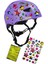 Lila Çocuk Kaskı Spor Yıldızlar ve Harfler Stickerlı Koruyucu Kask Lila Mor Dirseklik Seti 4