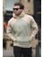 Bej Kapüşonlu Cep Detaylı Nakışlı Sweatshirt E7085 1