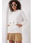 Kadın Beyaz Etnik Desenli Kapüşonlu Şardonlu Oversize Sweatshirt HZL25W-BD1554431 3