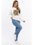 Kadife Ayıcıklar Desenli Şardonlu (Içi Polarlı) Ekru Regular Fit Bisiklet Yaka Kadın Sweatshirt 2