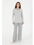 Kadın Gri Melanj Pijama Takım 50302036-VR086 1