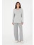 Kadın Gri Melanj Pijama Takım 50302036-VR086 2