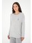 Kadın Gri Melanj Pijama Takım 50302036-VR086 3