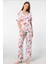 Kadın Desenli Kısa Kol Dokuma Pijama Takımı 1