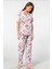 Kadın Desenli Kısa Kol Dokuma Pijama Takımı 3