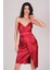Minella Straplez Pileli Kısa Abiye Elbise KIRMIZI 2