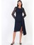 Ombra Kol Tül Beli Drapeli Midi Abiye Elbise LACİVERT 1
