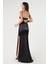 Nazzarino Ince Askılı Sırtı Bantlı Beli Drapeli Uzun Abiye Eibise Siyah 2