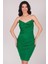 Cafagna Degaje Yaka Straplez Kısa Abiye Elbise YEŞİL 1