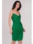 Cafagna Degaje Yaka Straplez Kısa Abiye Elbise YEŞİL 2