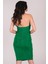 Cafagna Degaje Yaka Straplez Kısa Abiye Elbise YEŞİL 3