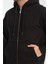 İçi Peluş Üç İplik Kumaş Oversize Fermuarlı Kapüşonlu Sweatshirt- Siyah 1