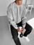 Erkek Oversize Kadife Dokulu Sweatshirt Gri 1