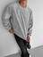 Erkek Oversize Kadife Dokulu Sweatshirt Gri 2