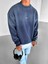 Erkek Rahat Kalıp Baskılı Yuvarlak Yaka Sweatshirt Mavi 4
