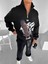 Erkek Rahat Kalıp Baskılı Yarım Fermuarlı Sweatshirt Siyah 2