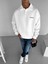Erkek Rahat Kalıp Baskılı Polo Yaka Sweatshirt Ekru 1