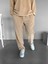Erkek Jogger Esnek Rahat Beli Lastikli Fitilli Kadife Pantolon Bej 3