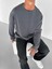 Erkek Oversize Basic Uzun Kollu Sweatshirt Antrasit 1