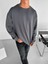 Erkek Oversize Basic Uzun Kollu Sweatshirt Antrasit 2