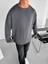 Erkek Oversize Basic Uzun Kollu Sweatshirt Antrasit 3