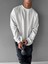 Erkek Oversize Kadife Dokulu Sweatshirt Ekru 1