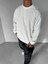 Erkek Oversize Kadife Dokulu Sweatshirt Ekru 3