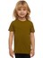Zeytin Yeşili Basic Unisex Çocuk Sıfır Yaka Kısa Kollu Tişört 1
