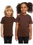 Kahverengi Basic Unisex Çocuk Sıfır Yaka Kısa Kollu Tişört 4