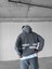 Erkek Oversize Basklı Yıkamalı Hoodie Gri 2