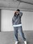 Erkek Oversize Basklı Yıkamalı Hoodie Gri 3