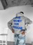 Erkek Oversize Baskılı Kapüşonlu Sweatshirt Gri 2