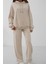 Oversize Bej Sweatshirt Eşofman Takım 3