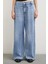 Yüksek Bel Geniş Paça Jean Buz Mavisi 5