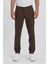 TheSeason Erkek Kahverengi Gabardin Pamuklu Keten Slim Fit Yan Cep Esnek Chino Pantolon 1