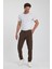 TheSeason Erkek Kahverengi Gabardin Pamuklu Keten Slim Fit Yan Cep Esnek Chino Pantolon 4