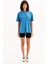 100% Pamuk Oversize Fit Bisiklet Yaka Mavi Kadın T-Shirt - Halo 1